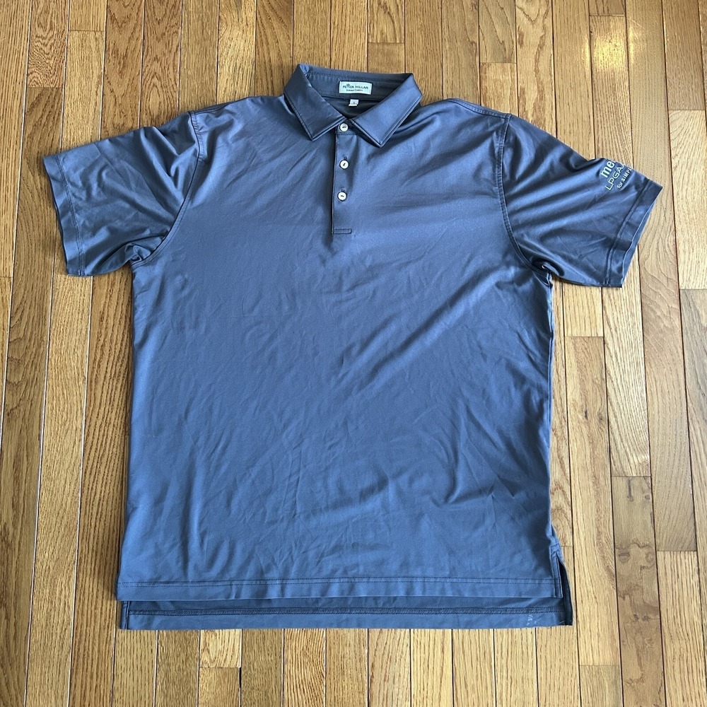 Peter Millar Polo Shirt Mens Large Gray Golf Summer Comfort Golfer Casual